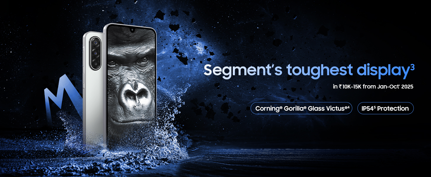 Samsung Galaxy M17 5G-Segment’s toughest Display|Corning Gorilla Glass Victus|IP54