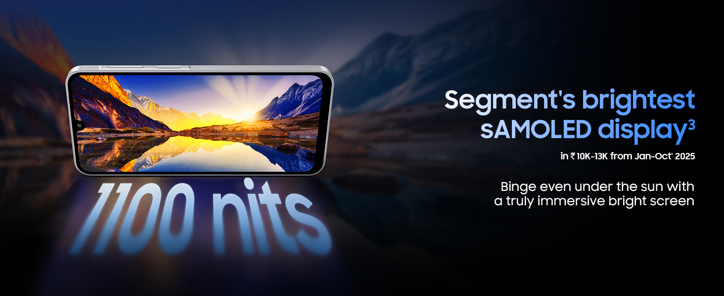 Samsung Galaxy M17 5G-6.7” Super sAMOLED Display| Segment’s best brightness|1100 nits