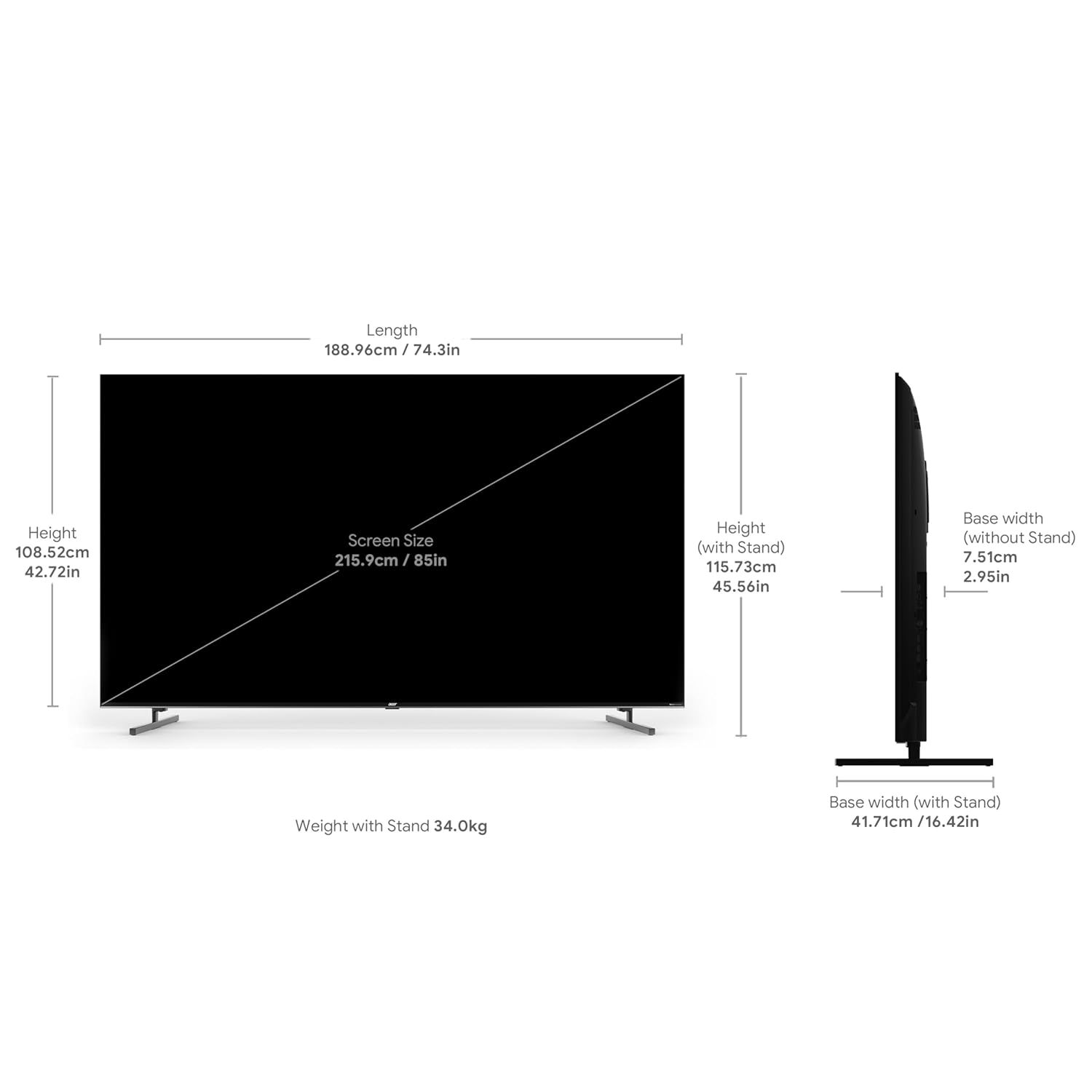 Acer 85 Inch 4K QLED TV AR85QDXGU2875AT (Top 2024 Model) - Image 4